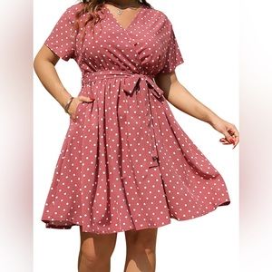 NWT Rose/Polka Dot Swing Wrap Dress with Pockets